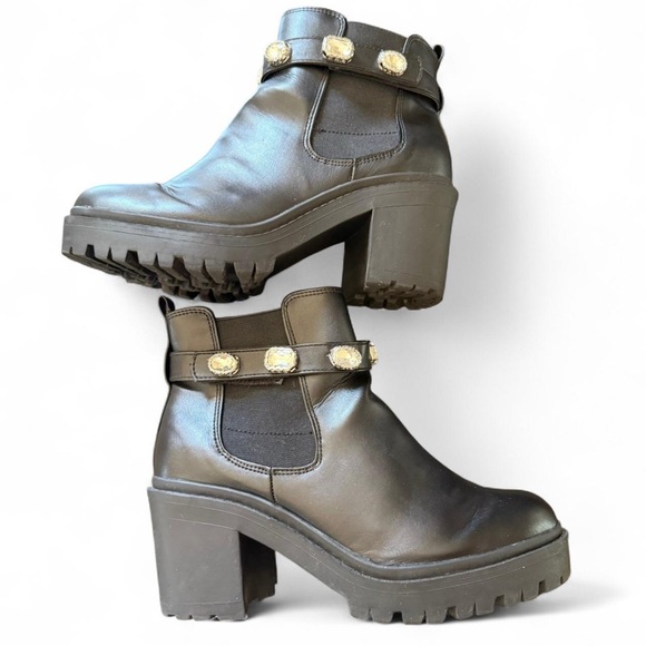 Torrid Black Jeweled Chunky Heel Ankle Boots Size 9WW - Picture 1 of 11